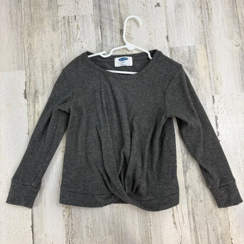 Old Navy Gray Long Sleeve Ribbed Sweater Sz S 6 7